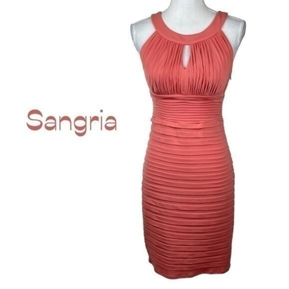 Sangria Tangerine Orange Bodycon Party Event Dress NWOT Size 4P - Picture 2 of 13